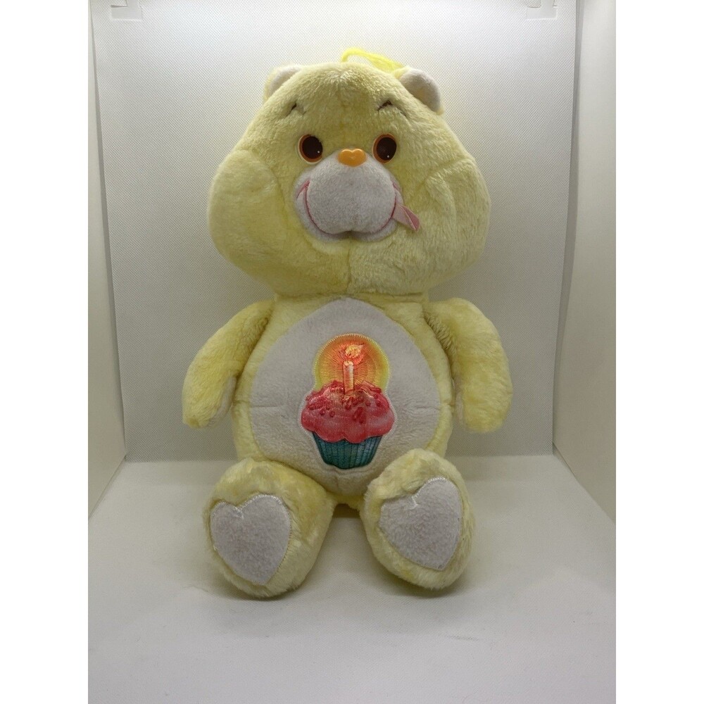 Birthday Care Bear Plush Doll Stuffed Animal Sun Yellow White 1983 17”